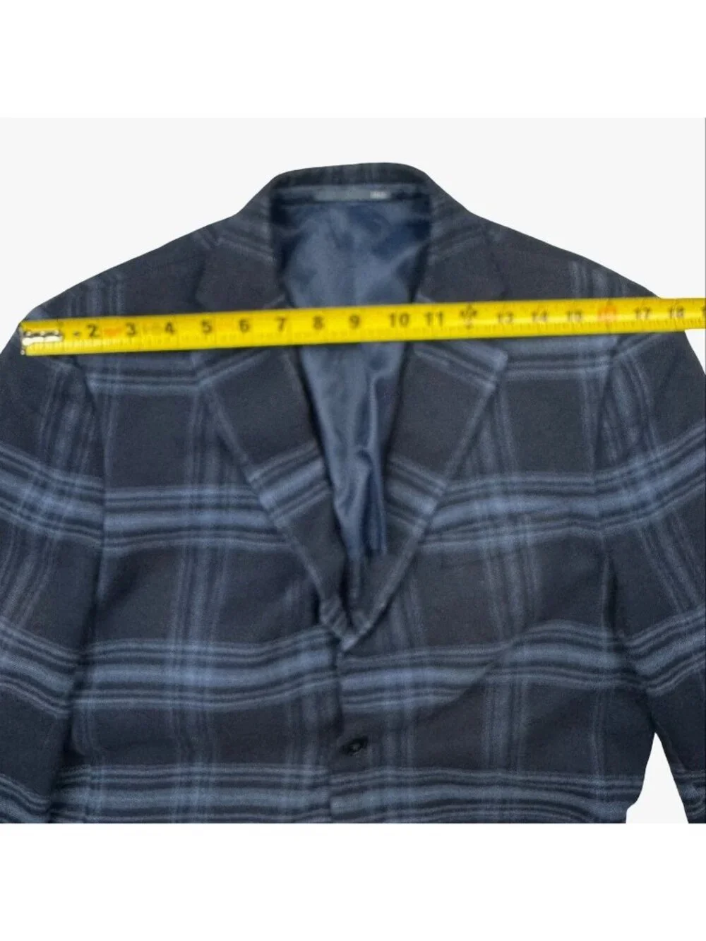 Dan John Men’s Wool Blend 2-Button Blazer Blue Gray Plaid • 40R US 50 EU